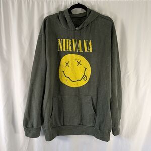 NWOT Nirvana Hoodie Unisex 2XL Green Pullover Drawstring Pockets Graphic Print